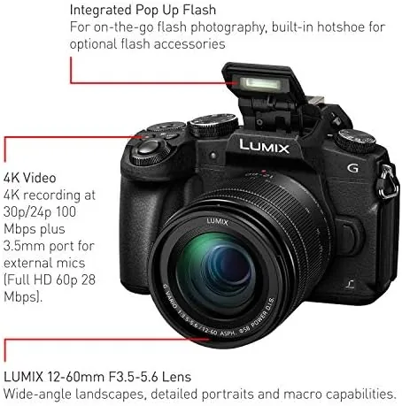 Detail shot of the Panasonic LUMIX G85 4K Digital Camera, 12-60mm Power O.I.S. Lens features