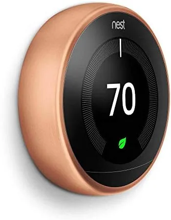 Close view of the Nest display showing the current temperature and ring