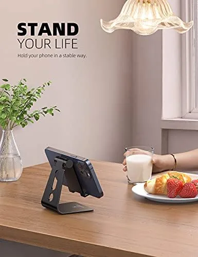 Close look at the Lamicall Aluminum Cell Phone Stand, Adjustable Desk Phone Holder for build quality