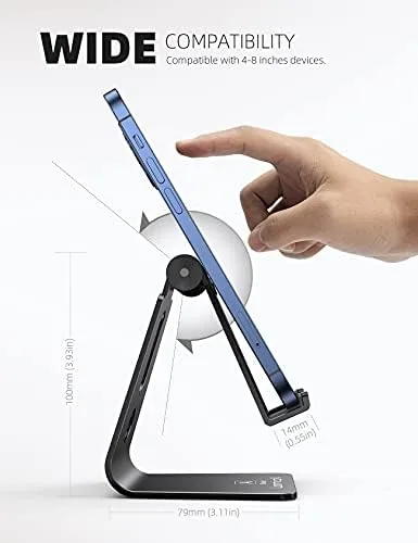 Another view of the Lamicall Aluminum Cell Phone Stand, Adjustable Desk Phone Holder for