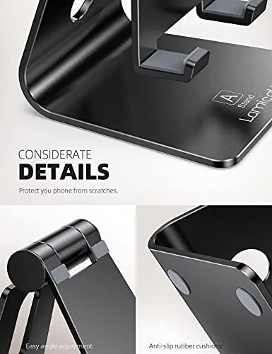 The Lamicall Aluminum Cell Phone Stand, Adjustable Desk Phone Holder for compared in context