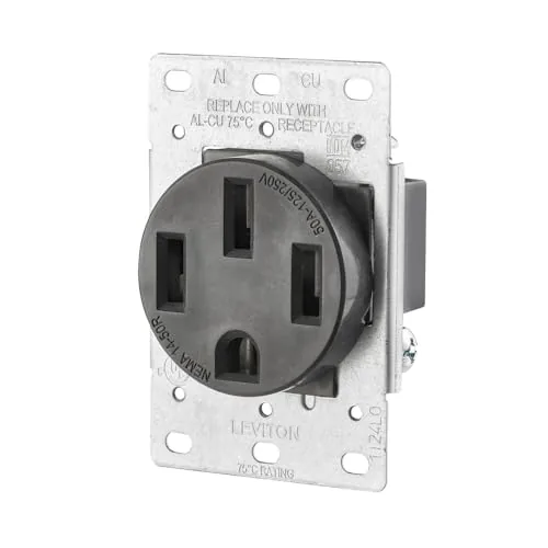 Leviton 279-S00 NEMA 14-50R receptacle front face in black nylon