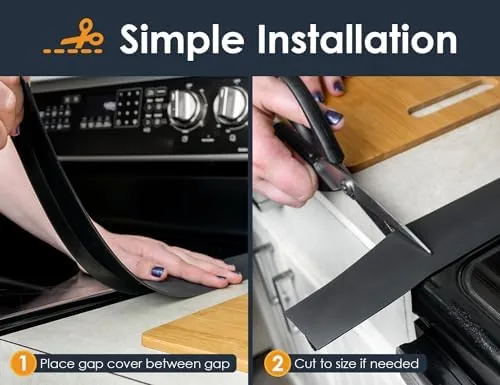 Hands lifting a silicone gap cover out of the stove gap for cleaning