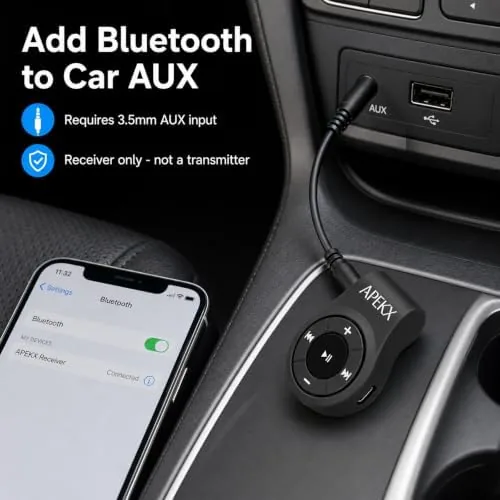 Another view of the Clip Bluetooth Adapter & Receiver w/Mic for 3.5mm Headphone &Car