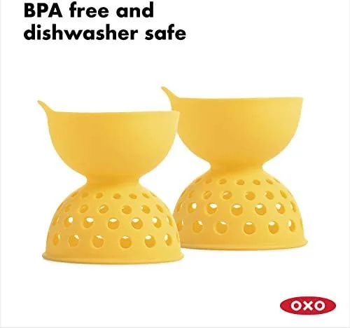 Close up of the OXO silicone egg cup and its lid