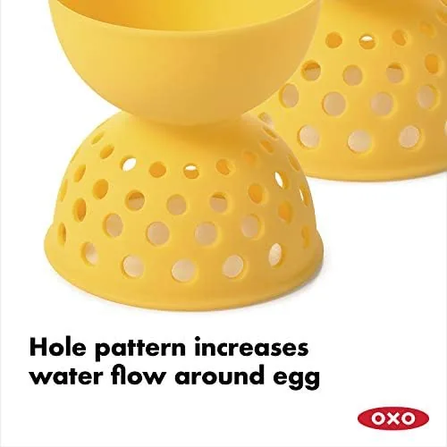 The OXO egg poaching set stored neatly with other kitchen tools