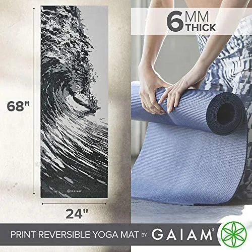 The Gaiam Yoga Mat - Premium 6mm Print Reversible Extra Thick in real use