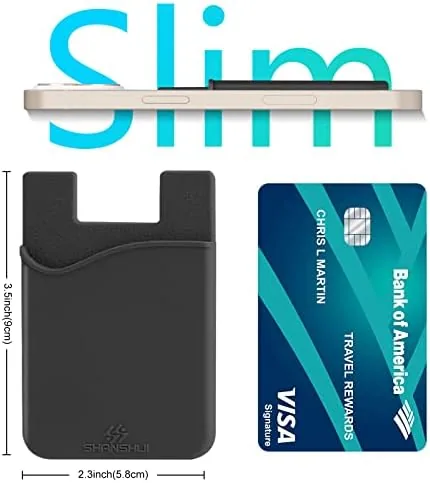 The SHANSHUI Card Holder for Phone, Adhesive Phone Wallet Credit ID compared in context