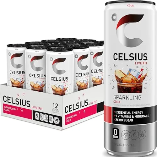An empty CELSIUS variety pack case with the last few cans inside