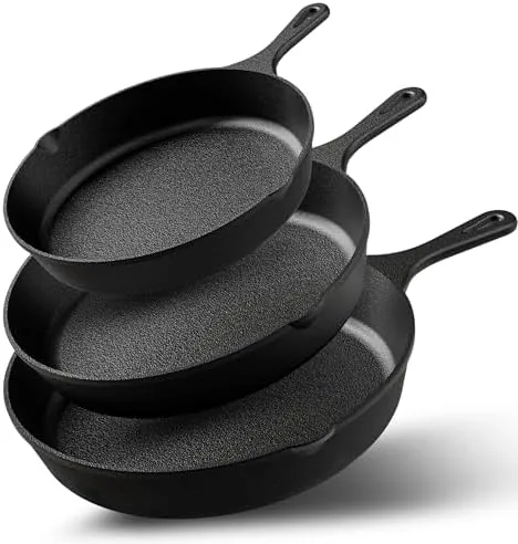 Utopia Kitchen Cast Iron Skillet Set Review: Three Sizes, One Pan for Life