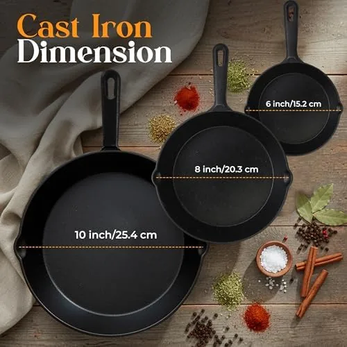 Eggs cooking in the 8 inch cast iron skillet with a metal spatula