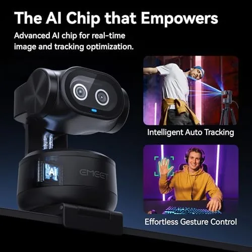 Detail shot of the EMEET PIXY Dual-Camera AI-Powered PTZ Camera 4K, AI Tracking | features