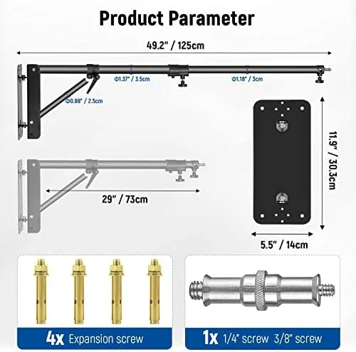 Close look at the NEEWER Wall Mounting Triangle Boom Arm for Photography Light, Strobe build quality