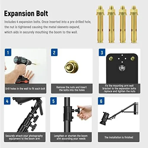The NEEWER Wall Mounting Triangle Boom Arm for Photography Light, Strobe compared in context