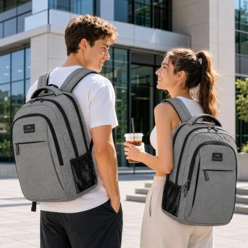 Laptop sliding into the padded compartment of the MATEIN backpack