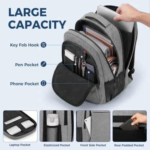 The MATEIN backpack under an airplane seat during a flight