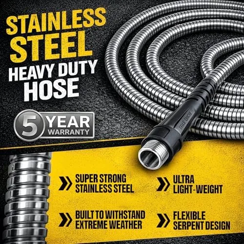 Close look at the BIONIC STEEL 25 Ft Metal Garden Hose with Sprayer Nozzle build quality