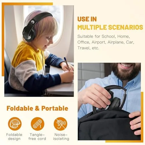 The rockpapa Comfort Foldable Kids Headphones Wired for School with 3.5mm in real use