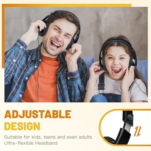Another view of the rockpapa Comfort Foldable Kids Headphones Wired for School with 3.5mm