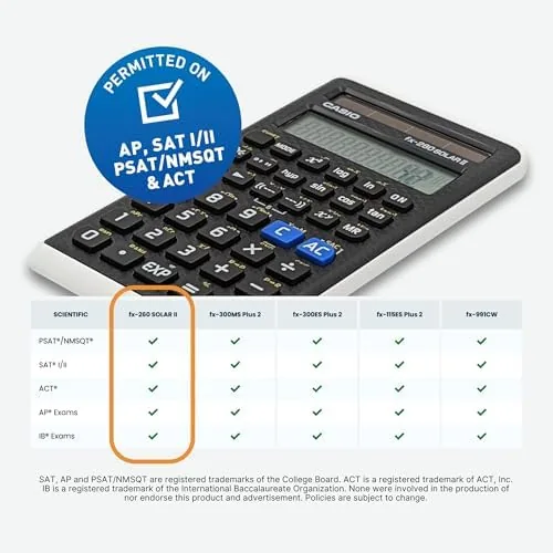 Another view of the Casio fx-260 Solar II Scientific Calculator, 10-Digit Display | Fraction