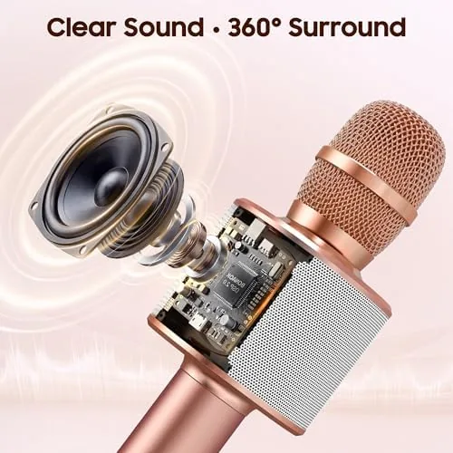 Close look at the BONAOK Wireless Bluetooth Karaoke Microphone,3-in-1 Portable Handheld Karaoke Mic Speaker build quality