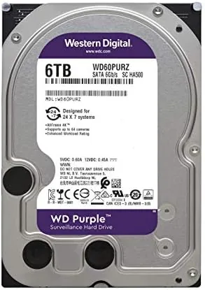 Detail shot of the Western Digital 6TB WD Purple Surveillance Internal Hard Drive HDD features