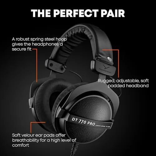 Close look at the beyerdynamic DT 770 Pro Studio Headphones (80 Ohm, Black) | build quality