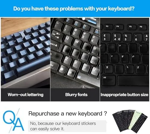 Close look at the English Keyboard Stickers, 2 Pack Replacement Keyboard Letters Sticker | build quality