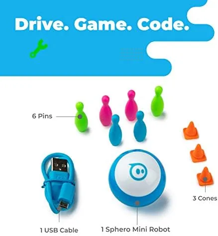 A child steering the Sphero Mini through a cushion obstacle course