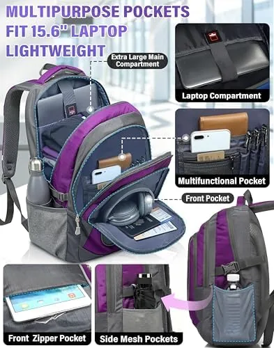 Close look at the ProEtrade Backpack Bookbag for College Sturdy Travel Business Hiking Fit build quality