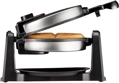 The Chefman rotating Belgian waffle maker on a kitchen counter