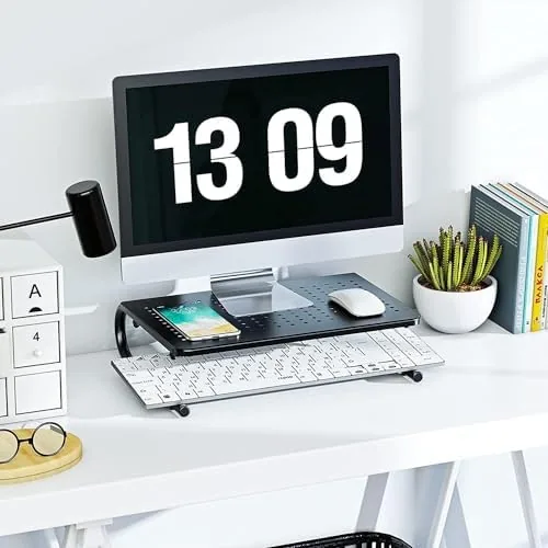 Close look at the HUANUO Monitor Riser for Desk, Desk Organizer,Laptop Shelf w/Vented for build quality