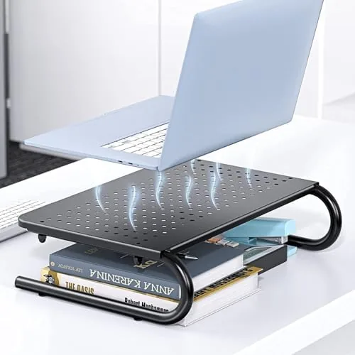 The HUANUO Monitor Riser for Desk, Desk Organizer,Laptop Shelf w/Vented for in real use