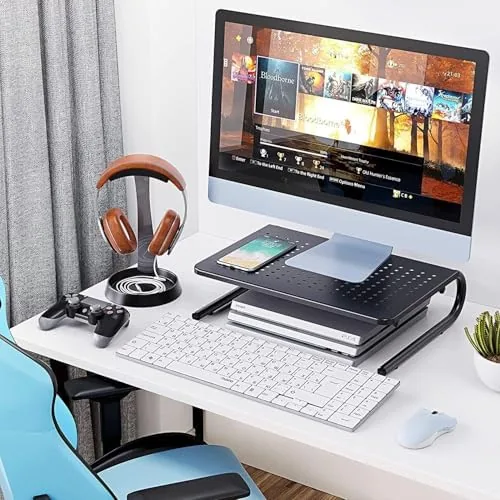 The HUANUO Monitor Riser for Desk, Desk Organizer,Laptop Shelf w/Vented for compared in context