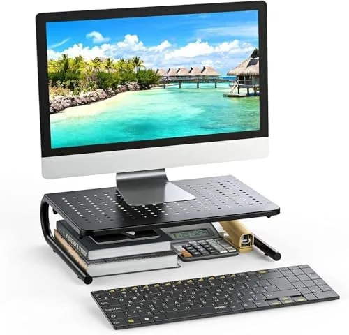 Testing the HUANUO Monitor Riser for Desk, Desk Organizer,Laptop Shelf w/Vented for over two weeks