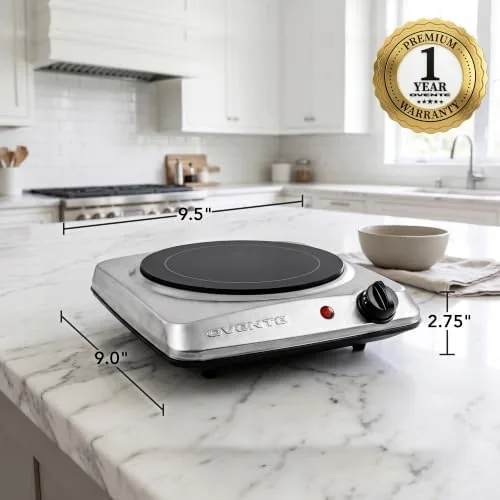 The OVENTE Electric Infrared Single Burner, 1000W Hot Plate, Silver BGI101S compared in context