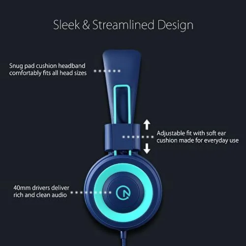 Close look at the noot products K11 Kids Headphones with Wired Cord 3.5mm Jack build quality