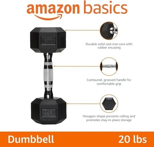 Close look at the Amazon Basics Rubber Hex Dumbbell Hand Weight build quality