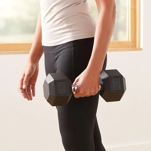 The Amazon Basics Rubber Hex Dumbbell Hand Weight compared in context