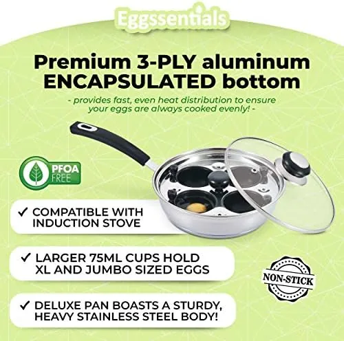The egg poacher pan beside a microwave egg cooker for comparison