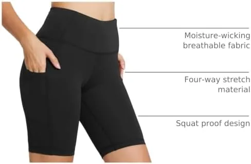 The baleaf Women's High Waist Biker Shorts with 3 Pockets in real use
