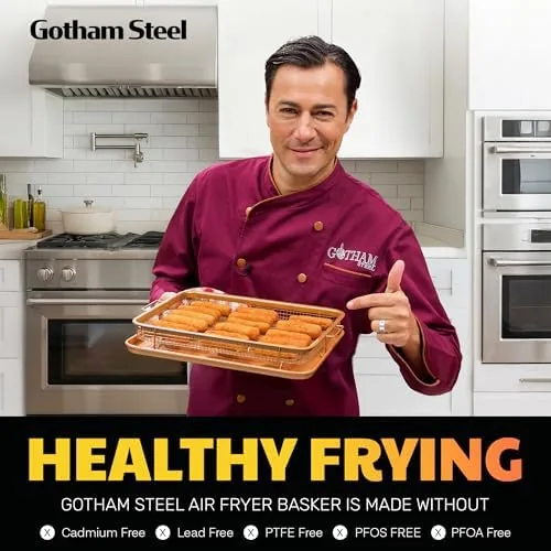The Gotham Steel Air Fryer Basket for Oven - 16.5" x in real use
