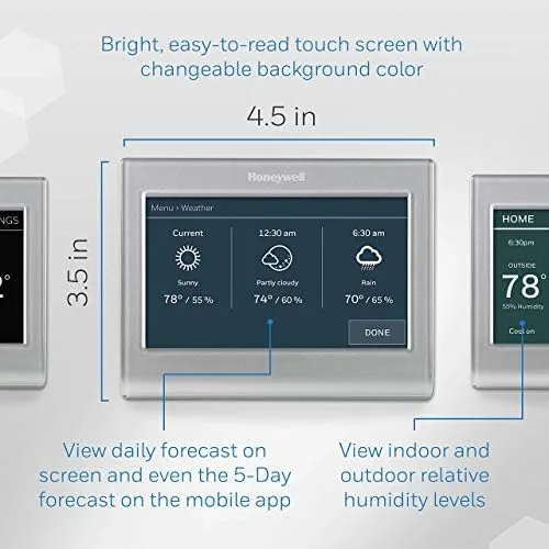The Honeywell Home app on a phone showing the current schedule and temperature