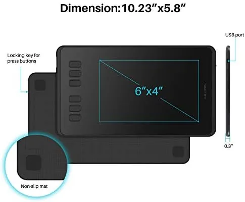 Close look at the HUION Inspiroy H640P 6x4 inch Drawing Tablet 8192 Pen Pressure build quality