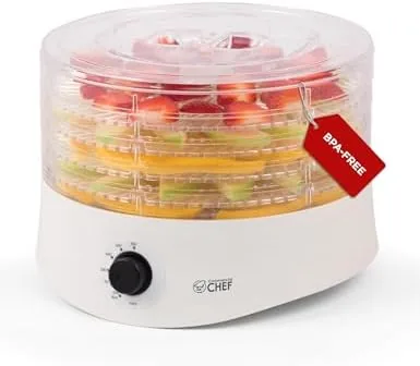 Overview of the Commercial Chef Food Dehydrator, Five 9.25" BPA-Free Trays, CCD100W6, White