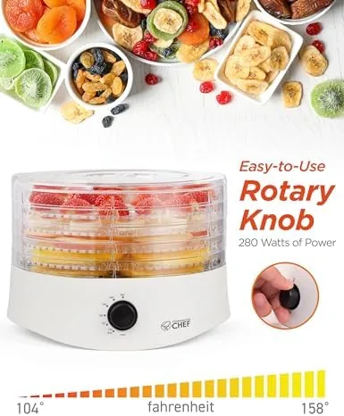 Another view of the Commercial Chef Food Dehydrator, Five 9.25" BPA-Free Trays, CCD100W6, White