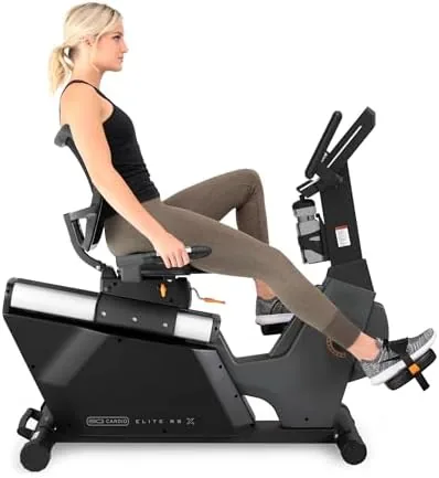 Elite RB X recumbent exercise bike set up in a home gym