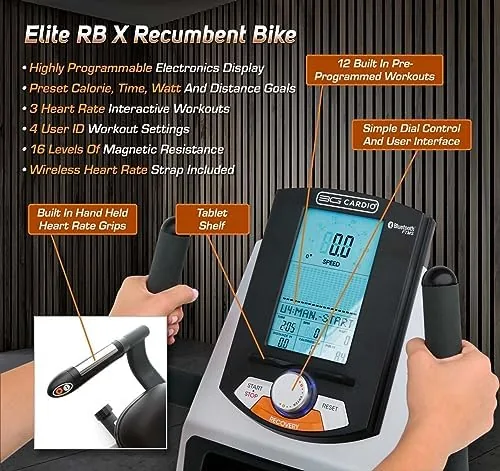 Elite RB X console paired to a fitness app on a phone