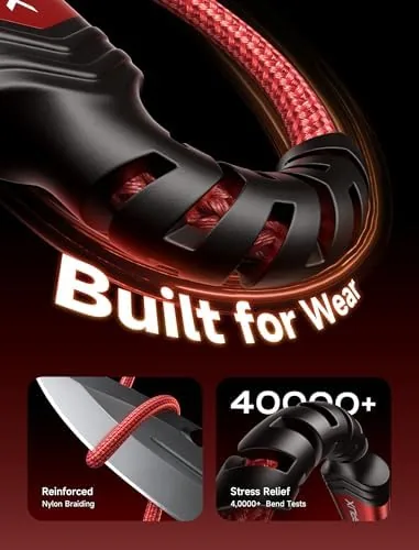 The JSAUX cable compared against a standard rubber USB cable