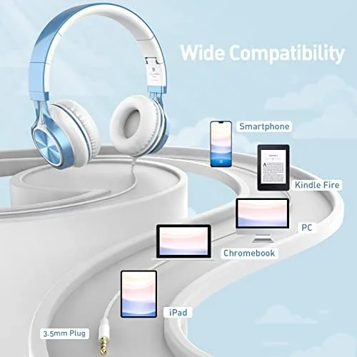 Another view of the AILIHEN Kids Headphones for School, 3.5mm Wired with Mic for
